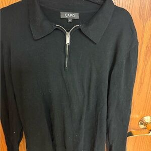 Capo Men's Black Half-Zip Collared Sweater